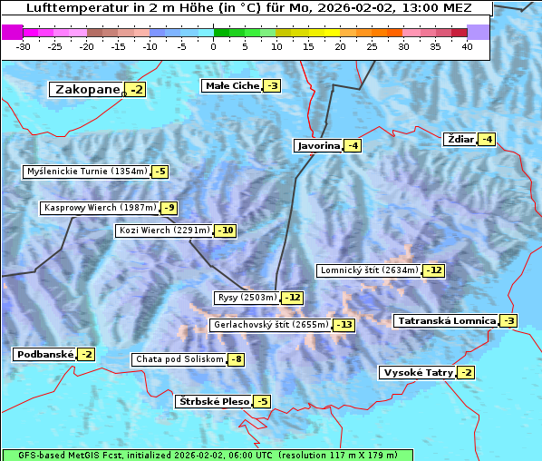 Temperatur, 2. 2. 2026