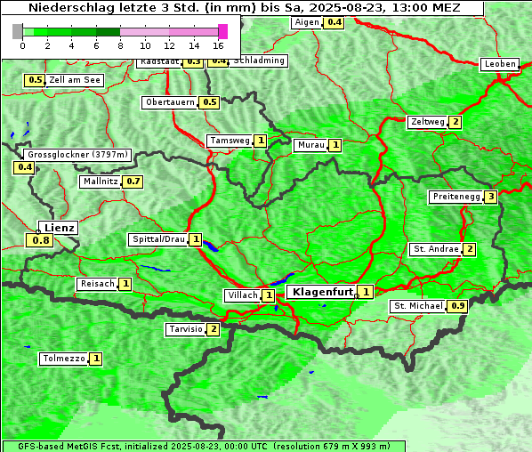 Niederschlag, 23. 8. 2025