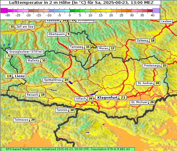 Temperatur, 23. 8. 2025