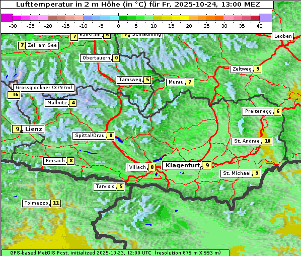 Temperatur, 24. 10. 2025