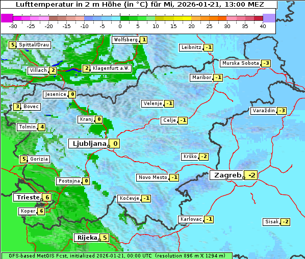 Temperatur, 21. 1. 2026