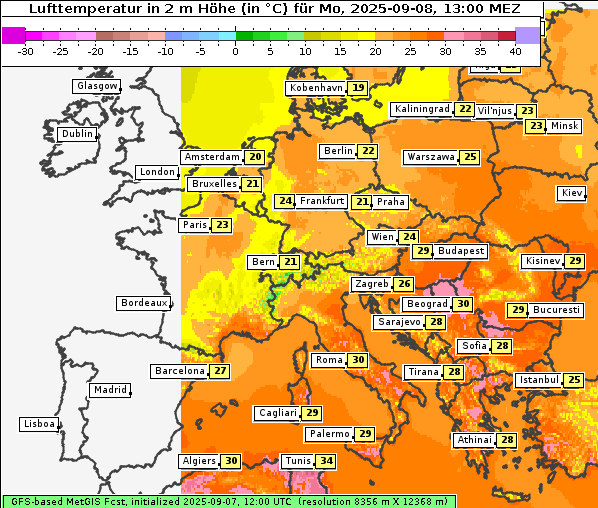 Temperatur, 8. 9. 2025