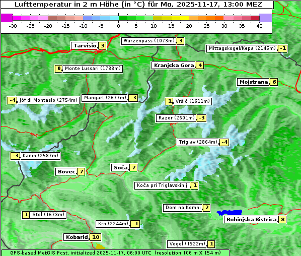 Temperatur, 17. 11. 2025