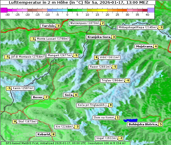 Temperatur, 17. 1. 2026