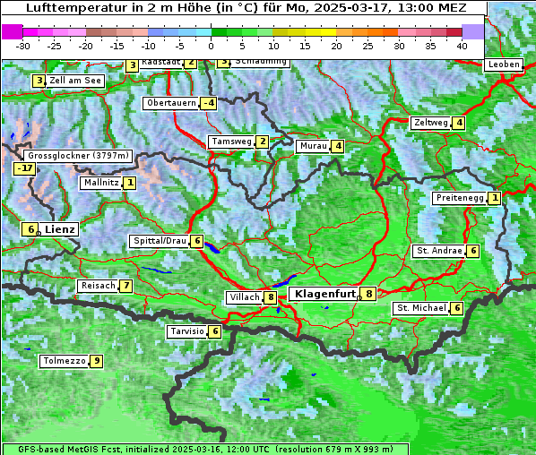 Temperatur, 17. 3. 2025