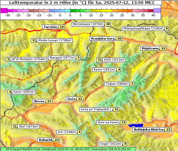 Temperatur, 12. 7. 2025