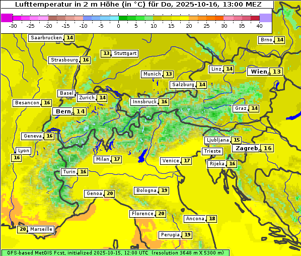 Temperatur, 16. 10. 2025
