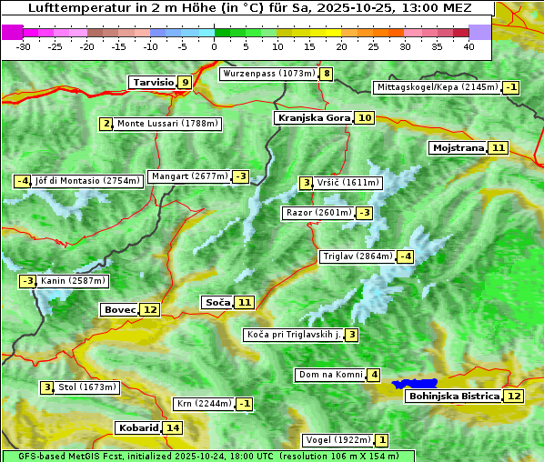 Temperatur, 25. 10. 2025