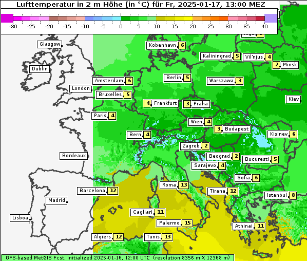 Temperatur, 17. 1. 2025