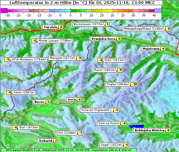 Temperatur, 18. 11. 2025