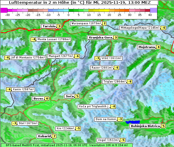 Temperatur, 19. 11. 2025