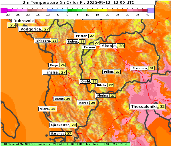 Temperatur, 12. 9. 2025
