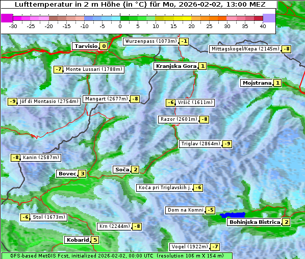 Temperatur, 2. 2. 2026