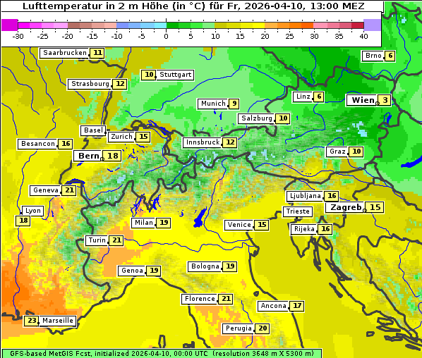 Temperatur, 10. 4. 2026