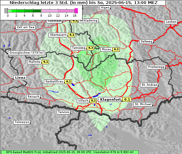 Niederschlag, 15. 6. 2025