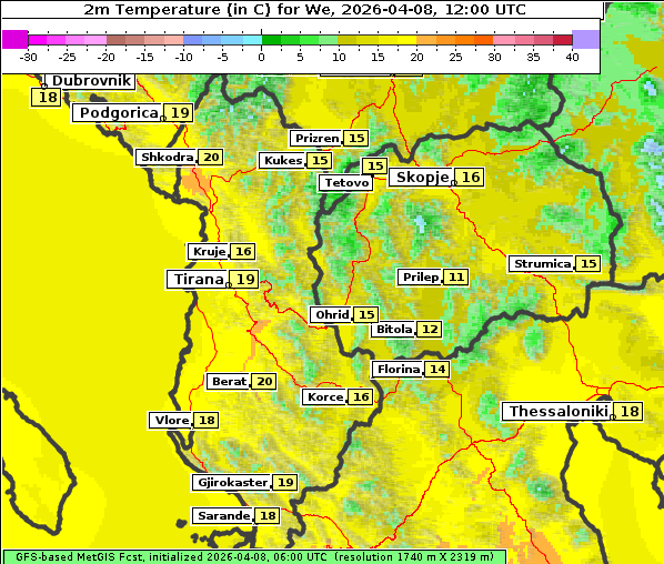 Temperatur, 8. 4. 2026
