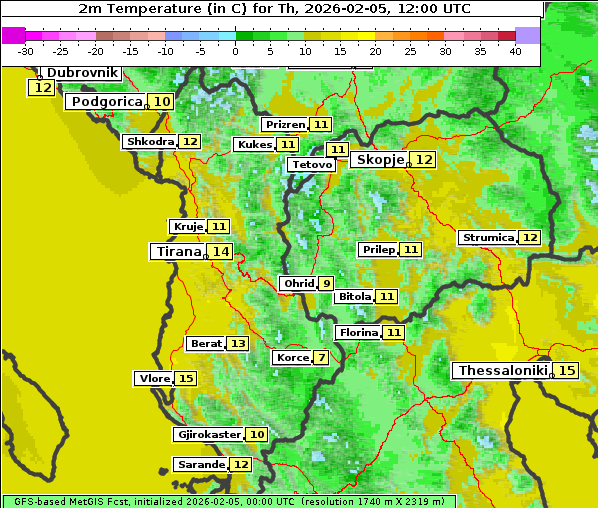 Temperatur, 5. 2. 2026