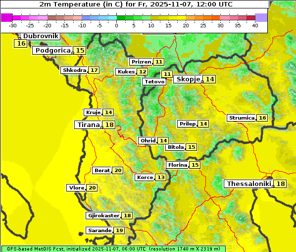 Temperatur, 7. 11. 2025