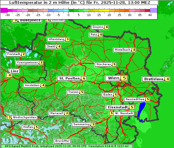 Temperatur, 28. 11. 2025
