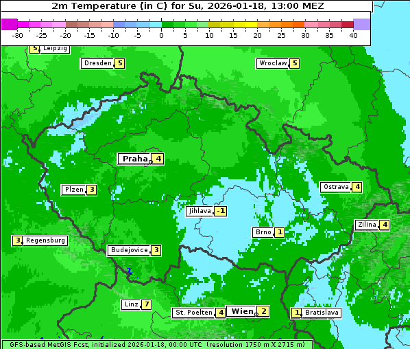 Temperatur, 18. 1. 2026