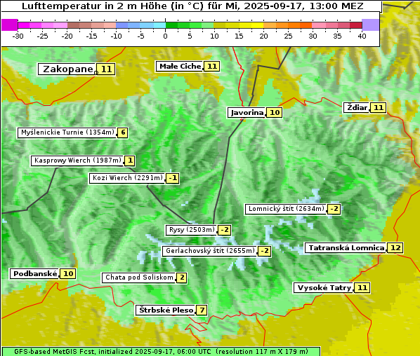 Temperatur, 17. 9. 2025