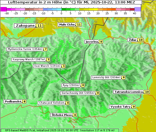 Temperatur, 22. 10. 2025