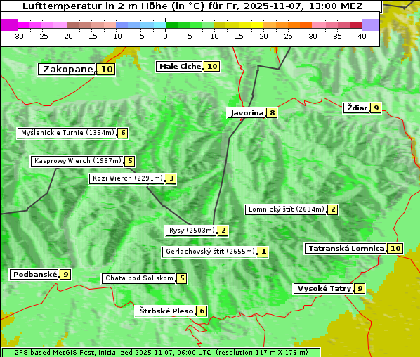 Temperatur, 7. 11. 2025