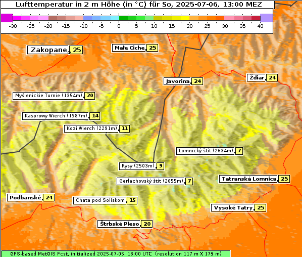 Temperatur, 6. 7. 2025