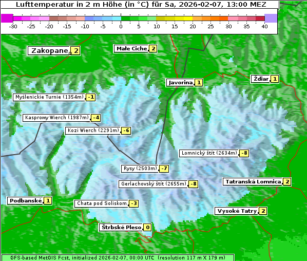 Temperatur, 7. 2. 2026