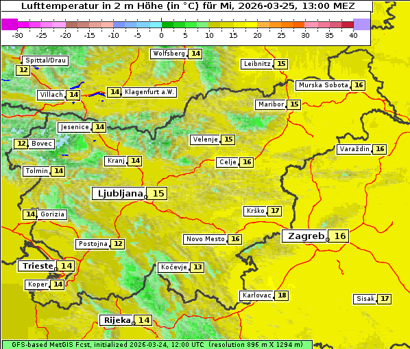Temperatur, 25. 3. 2026