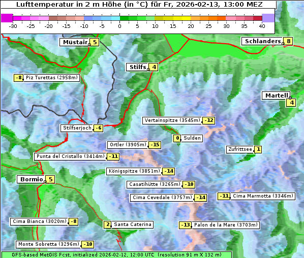 Temperatur, 13. 2. 2026