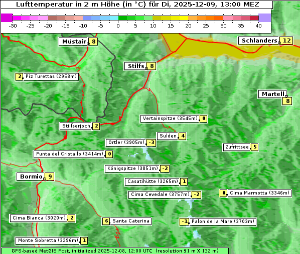 Temperatur, 9. 12. 2025
