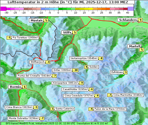 Temperatur, 17. 12. 2025