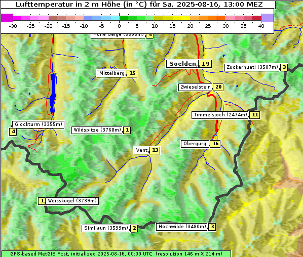 Temperatur, 16. 8. 2025