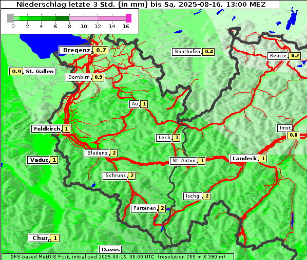 Niederschlag, 16. 8. 2025
