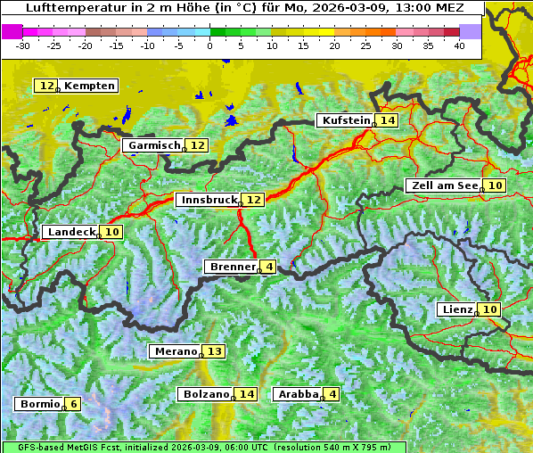 Temperatur, 9. 3. 2026