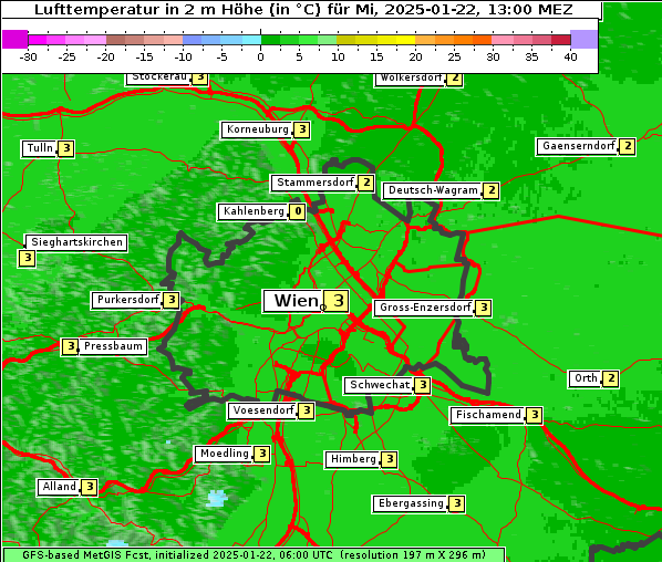 Temperatur, 22. 1. 2025