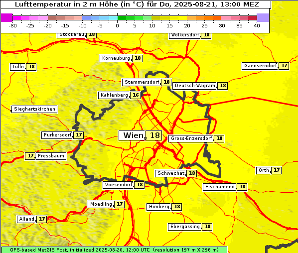 Temperatur, 21. 8. 2025