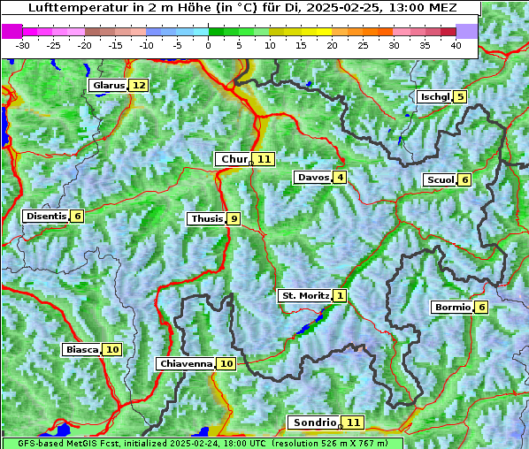 Temperatur, 25. 2. 2025