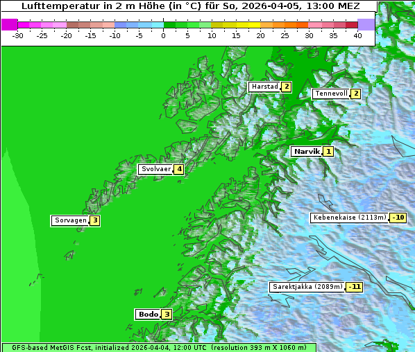 Temperatur, 5. 4. 2026