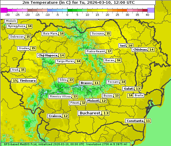 Temperatur, 10. 3. 2026