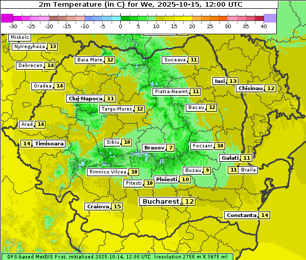 Temperatur, 15. 10. 2025
