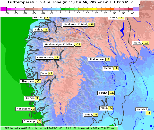 Temperatur, 8. 1. 2025