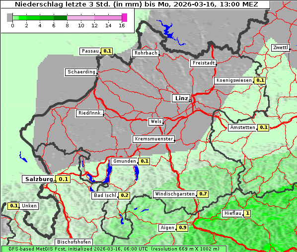 Niederschlag, 16. 3. 2026