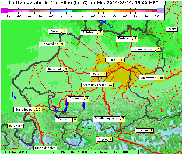 Temperatur, 16. 3. 2026