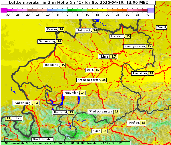 Temperatur, 19. 4. 2026