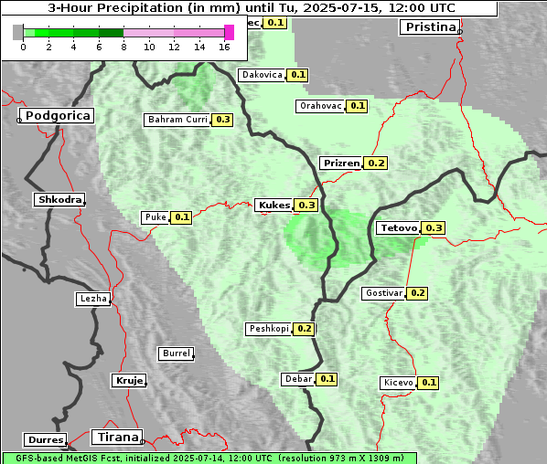 Niederschlag, 15. 7. 2025
