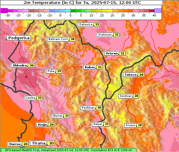 Temperatur, 15. 7. 2025