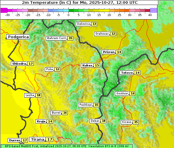 Temperatur, 27. 10. 2025