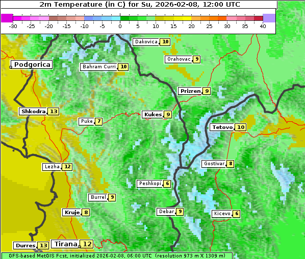 Temperatur, 8. 2. 2026